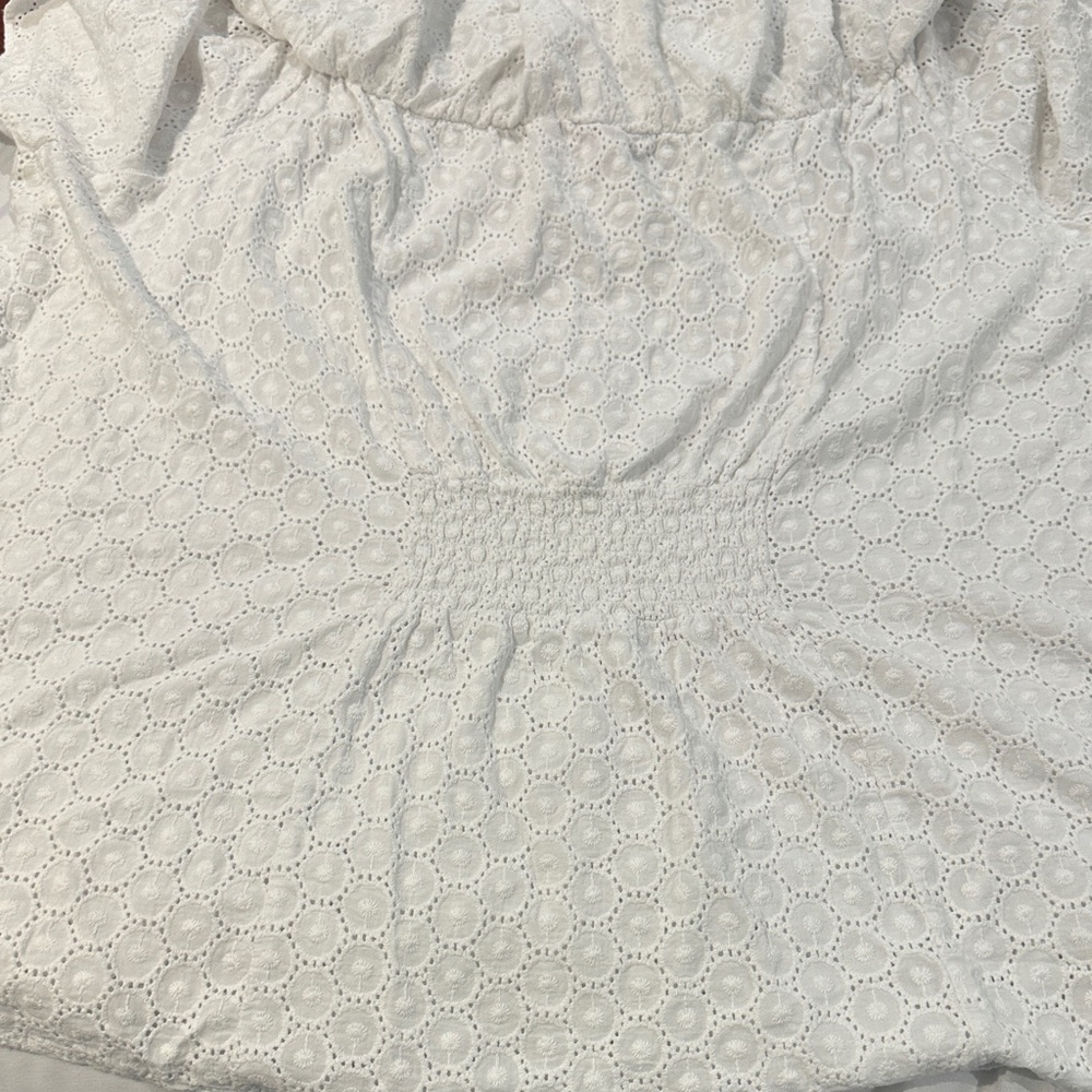 Penningtons White Eyelet Ruffle Button-Front Blouse - Picture 3 of 5